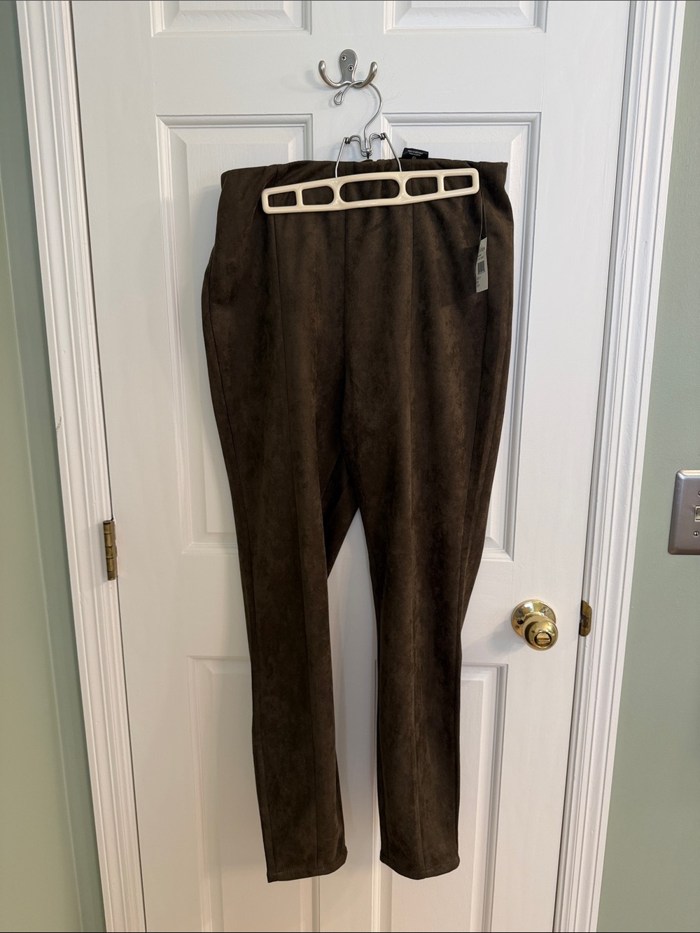 Blank NYC Women's Suede Tapered Pants in Dark Brown